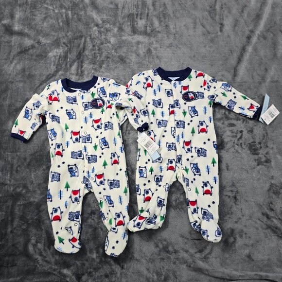 Weeplay Fleece Pajama Set 3–6M NWT 2-Pack Baby Footies Happy Camper Print - Picture 1 of 12